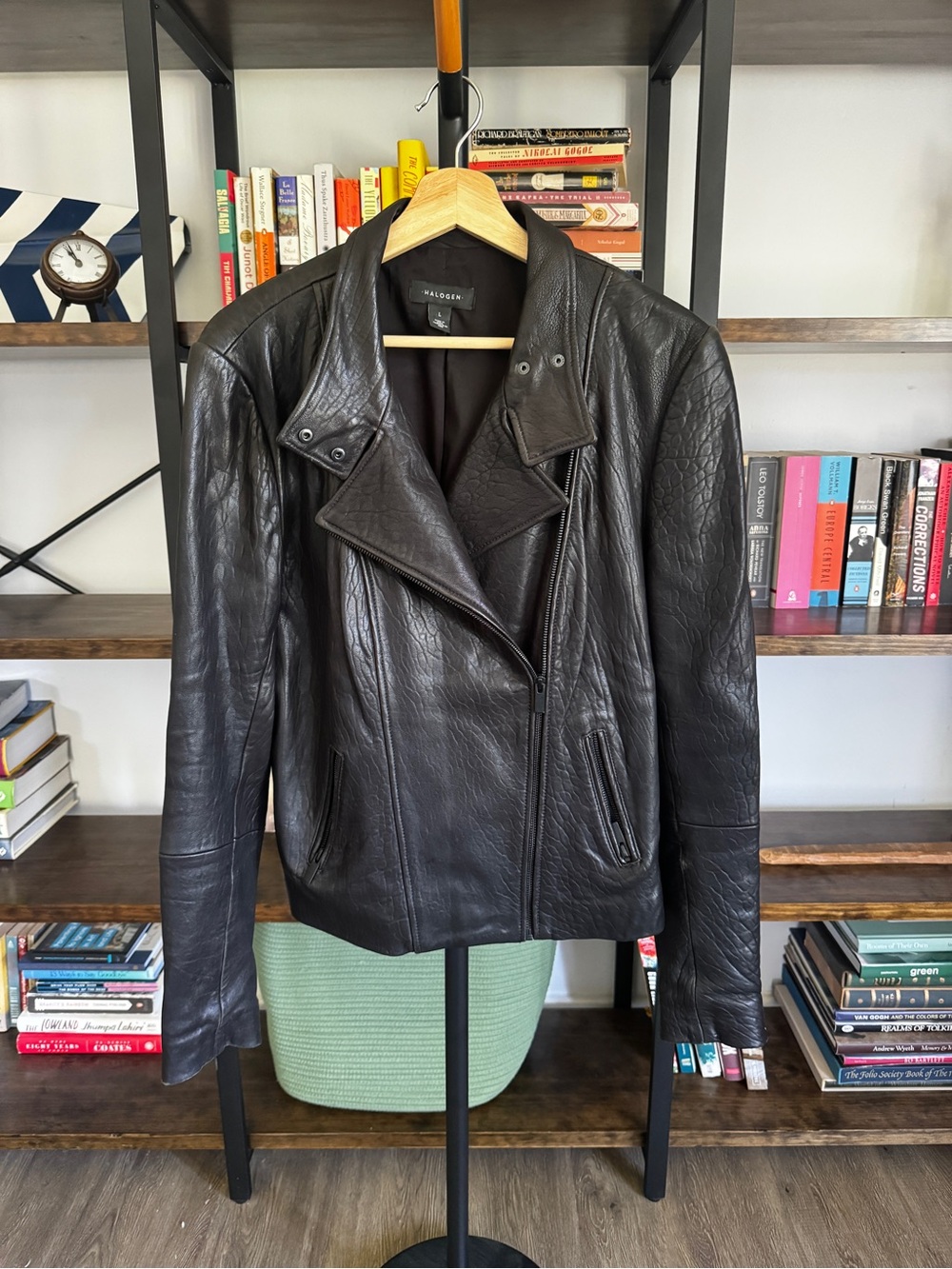 Halogen• Women's Matte Black Genuine Leather Jacket